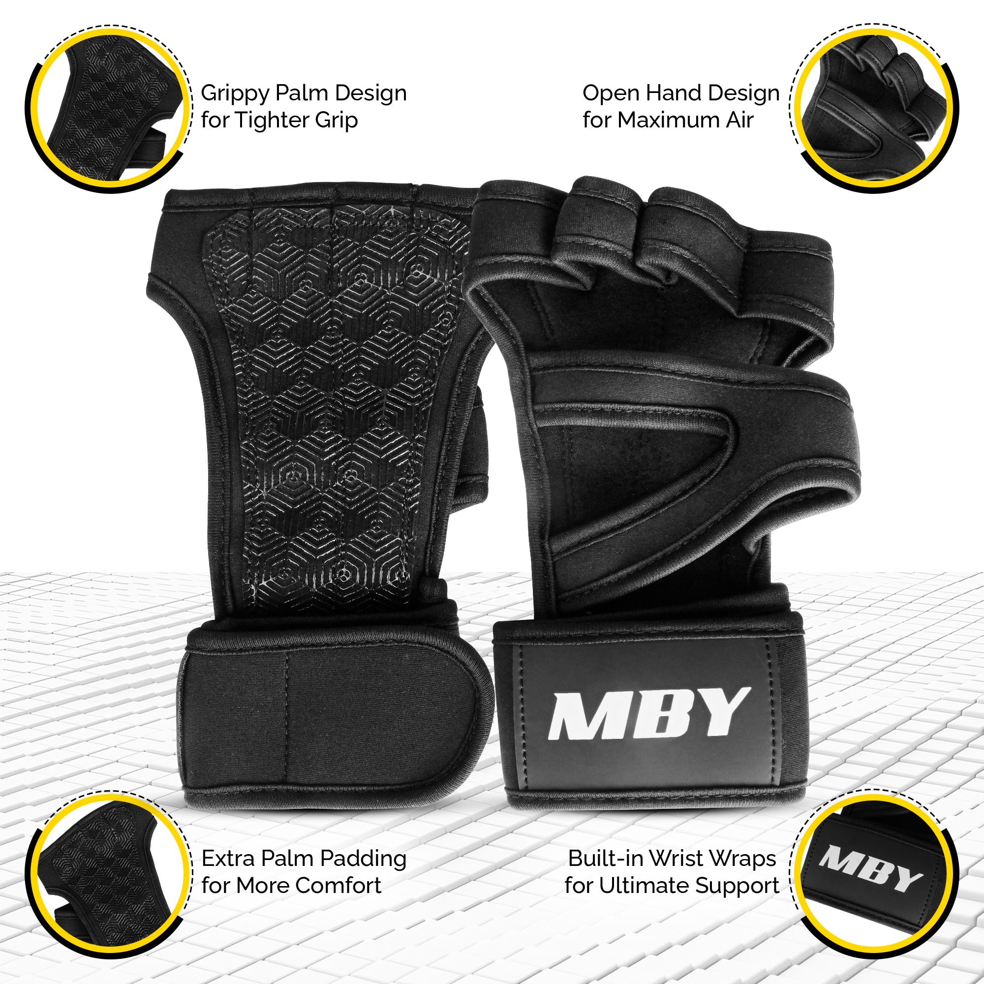 MBY Open Gym Gloves for Men & Women